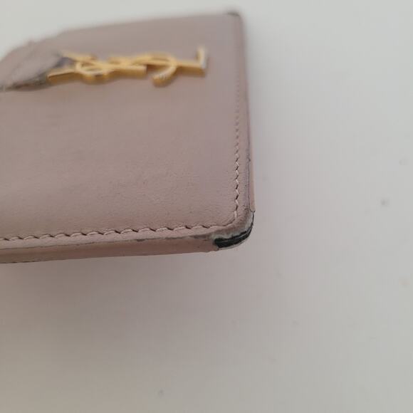 Yves Saint Lauren YSL Leather Calfskin Light Pink Wallet Small Card Holder Fair - Picture 9 of 10
